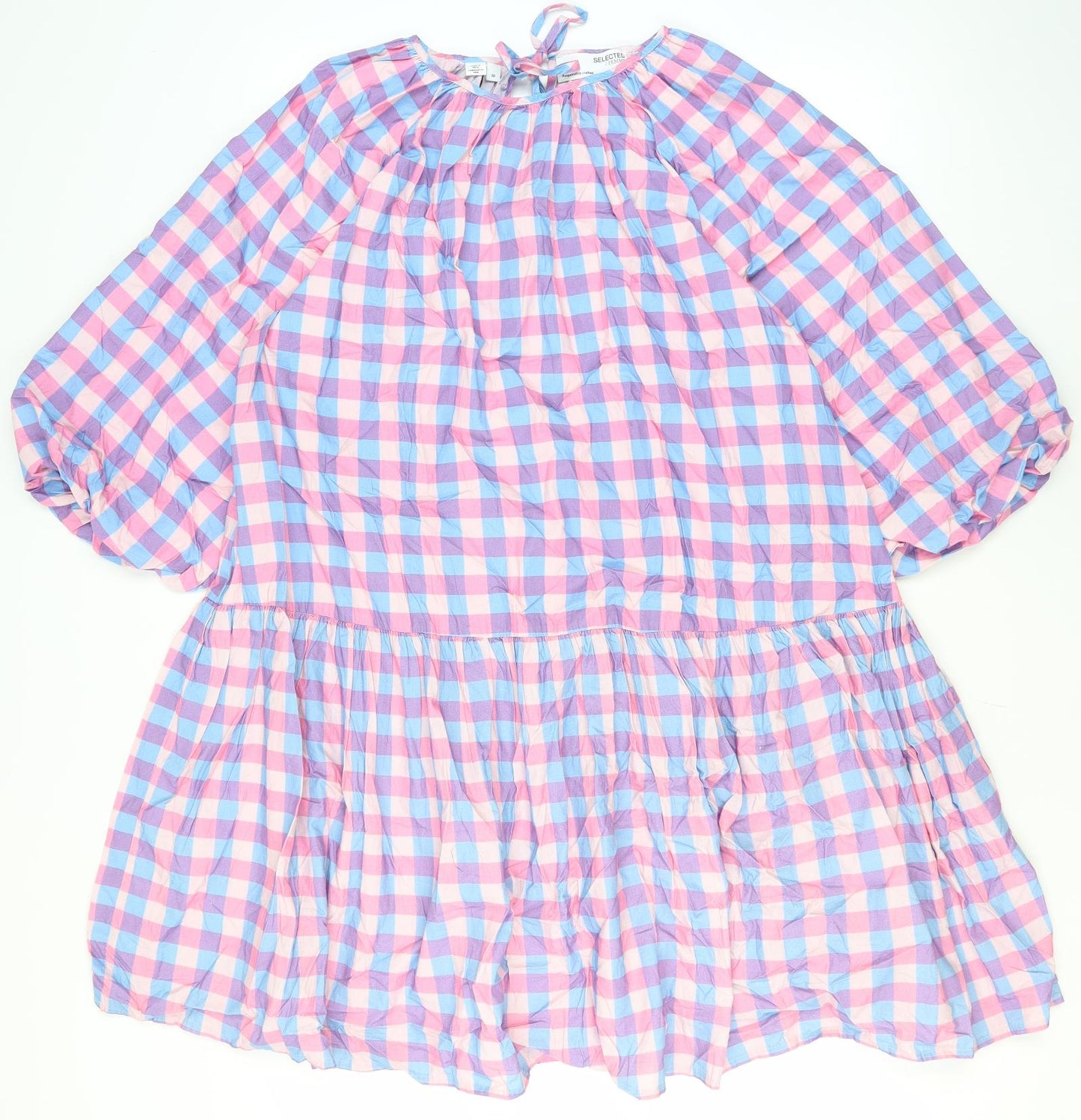 Selected Femme Women's Pink Check Shift Dress