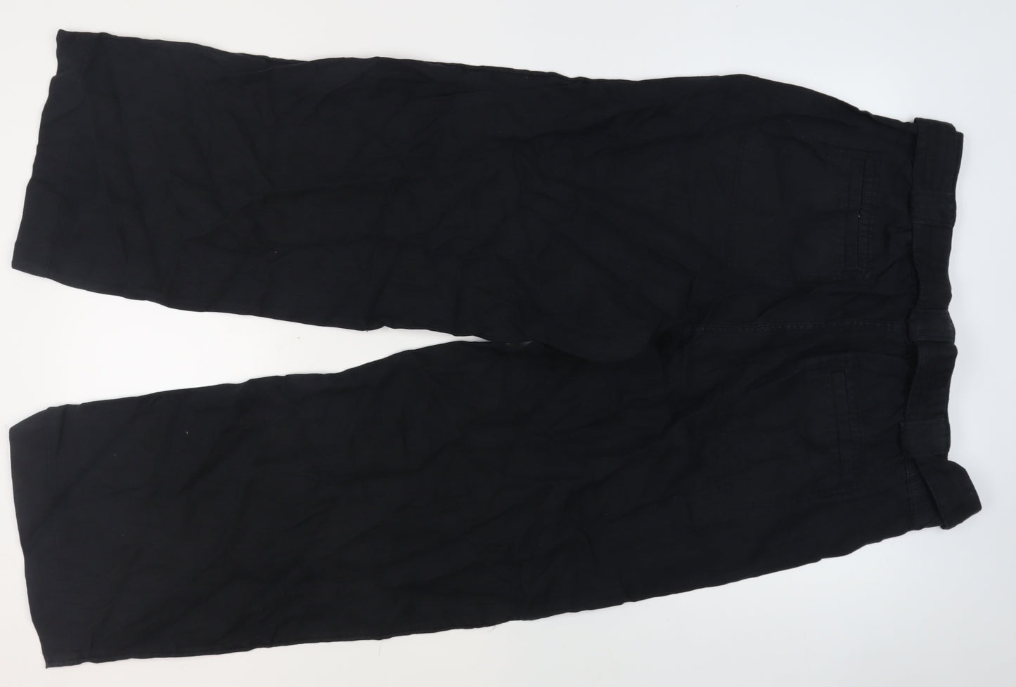 Marks and Spencer Women's Black Wide-Leg Linen Trousers