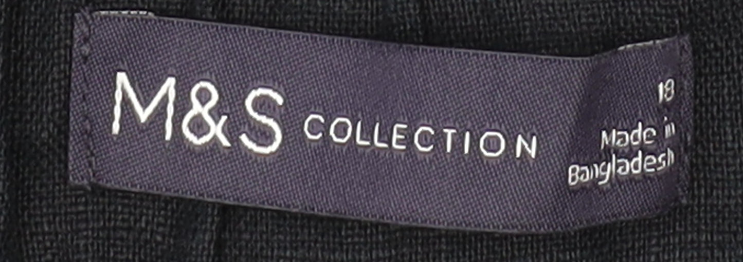 Marks and Spencer Women's Black Wide-Leg Linen Trousers