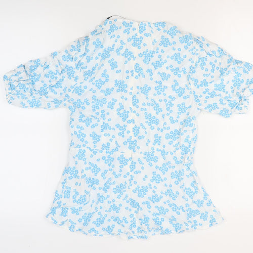 Marks and Spencer Women's Blue Floral Blouse Size 8