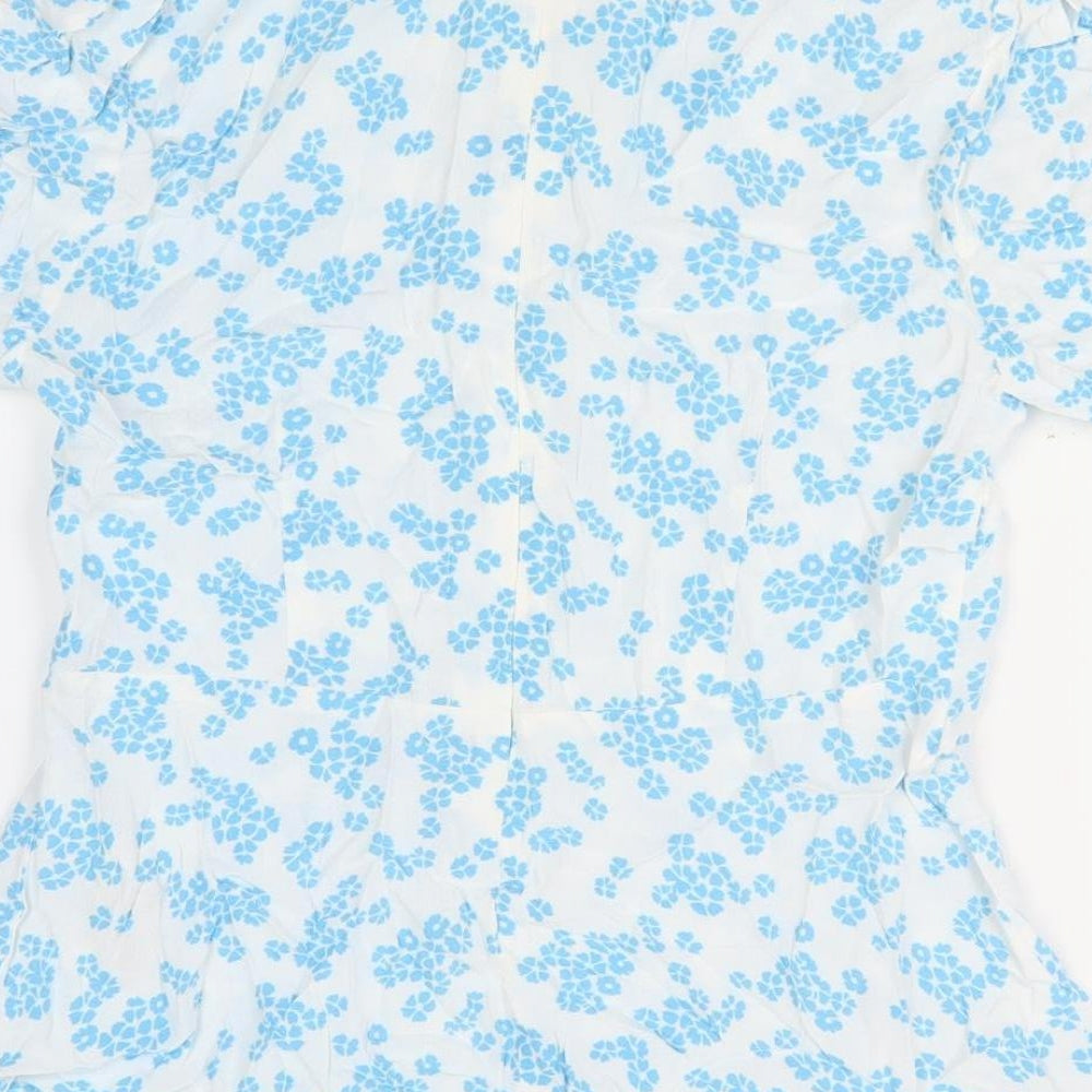 Marks and Spencer Women's Blue Floral Blouse Size 8