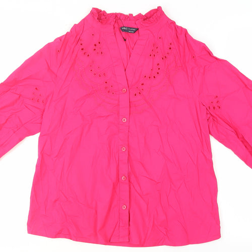 Marks and Spencer Women's Pink Embroidered Blouse Size 6