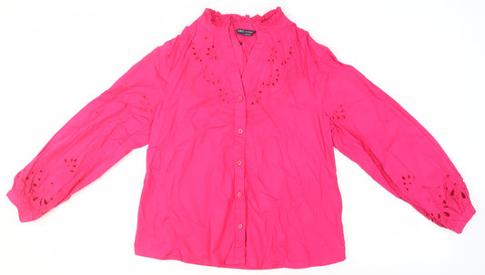 Marks and Spencer Women's Pink Embroidered Blouse Size 6