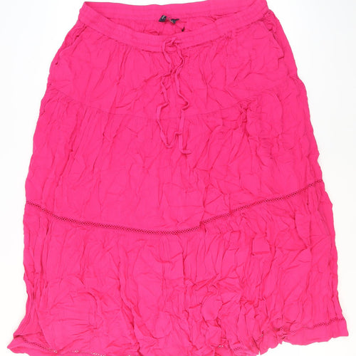 Marks and Spencer Women's Pink Midi Peasant Skirt, Size 20