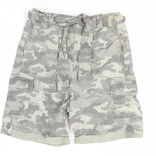 Marks & Spencer Women's Grey Camo Cargo Shorts Size 10