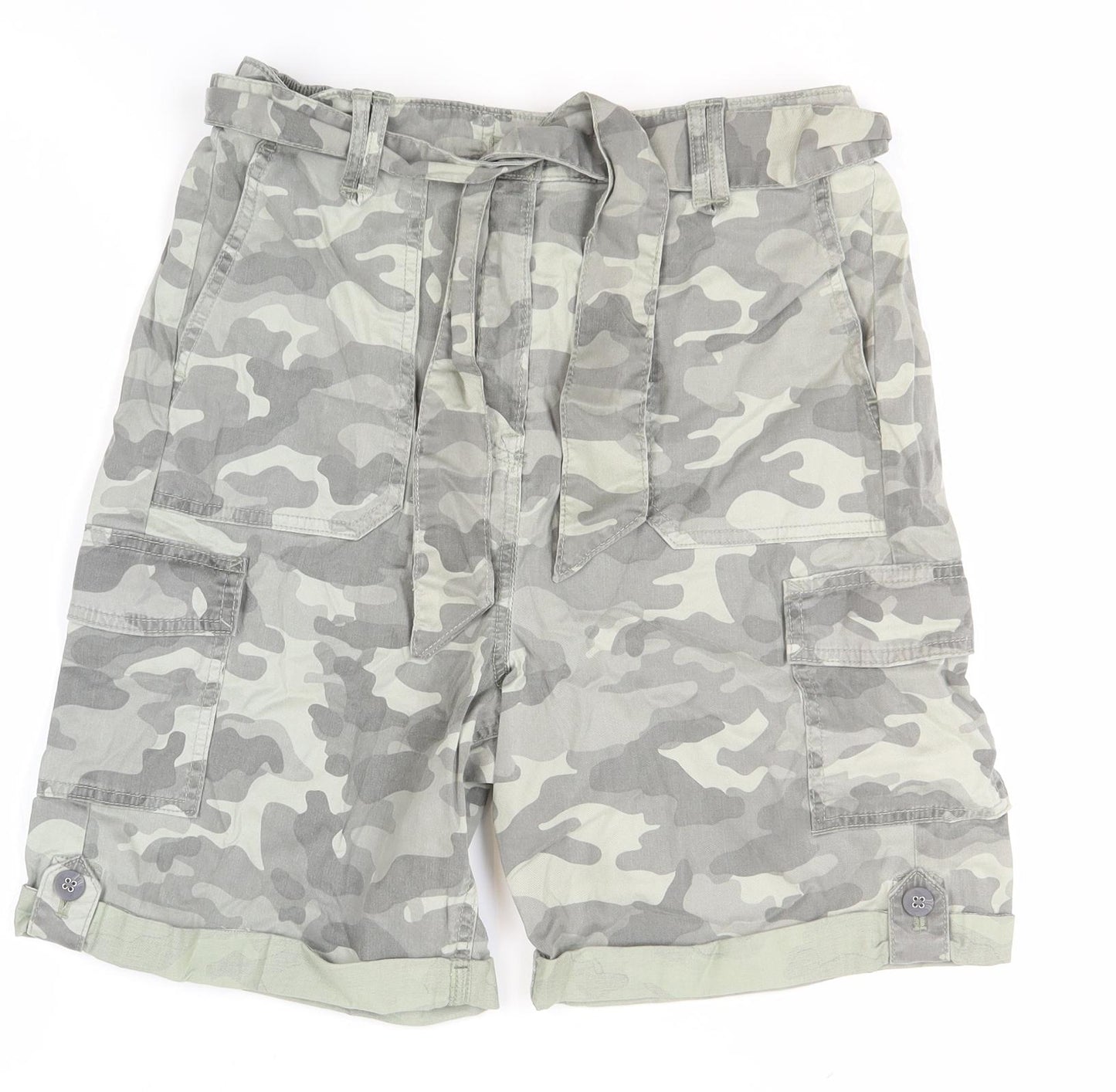 Marks & Spencer Women's Grey Camo Cargo Shorts Size 10