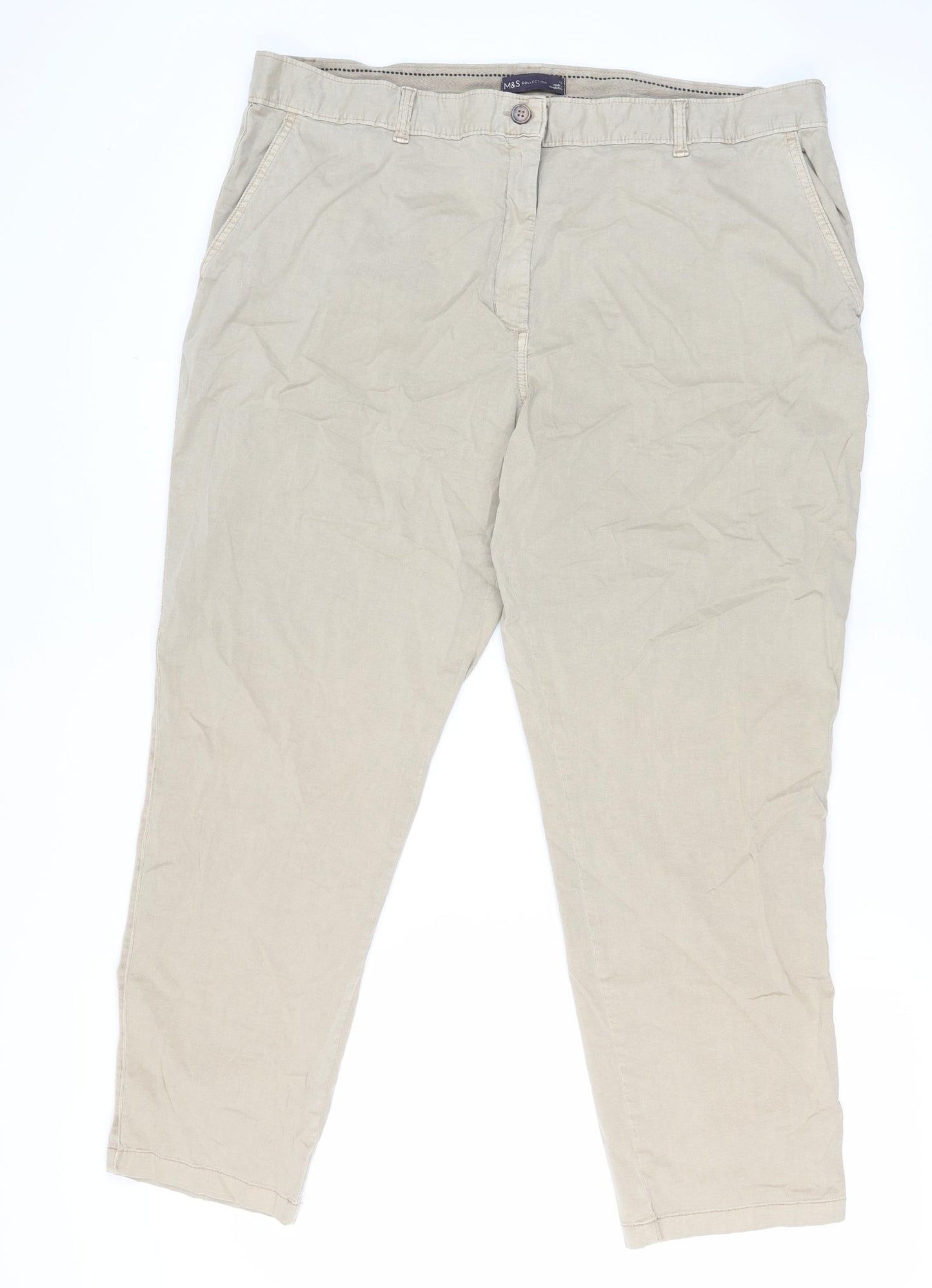 Marks and Spencer Women's Beige Chino Trousers Size 20