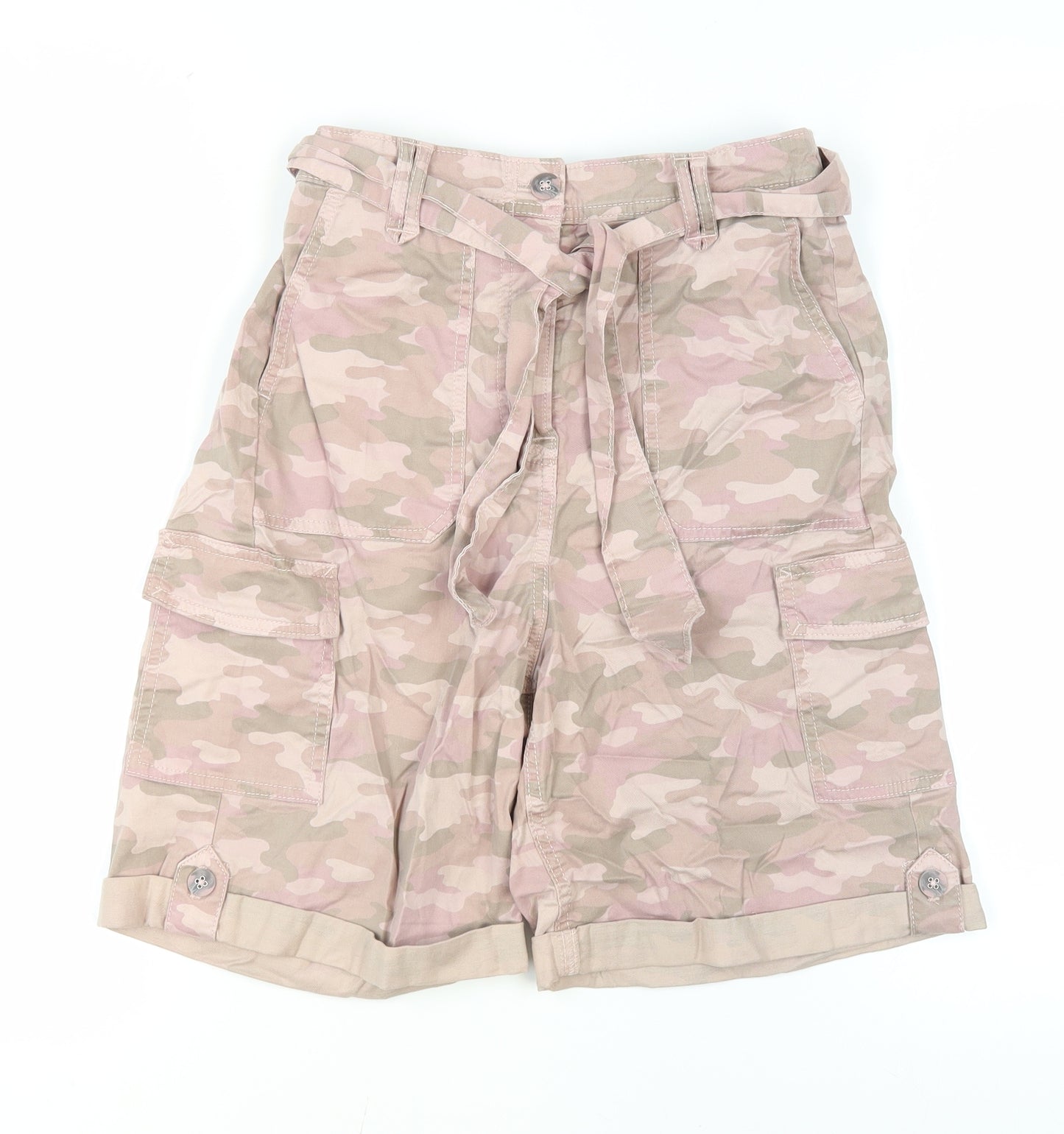 M&S Women's Pink Camouflage Cargo Shorts Size 6