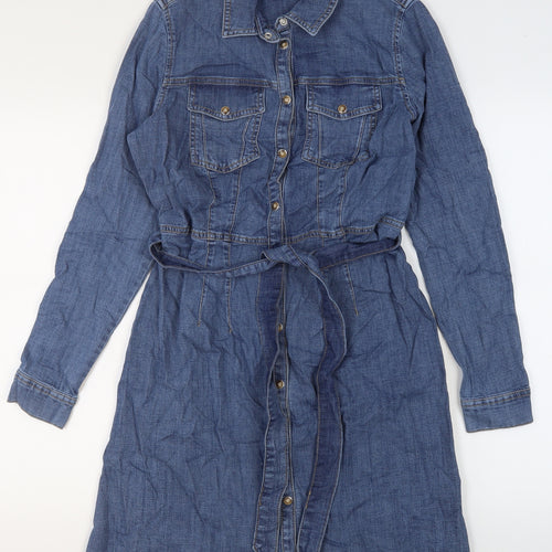 Marks & Spencer Women’s Blue Denim Shirt Dress Size 10