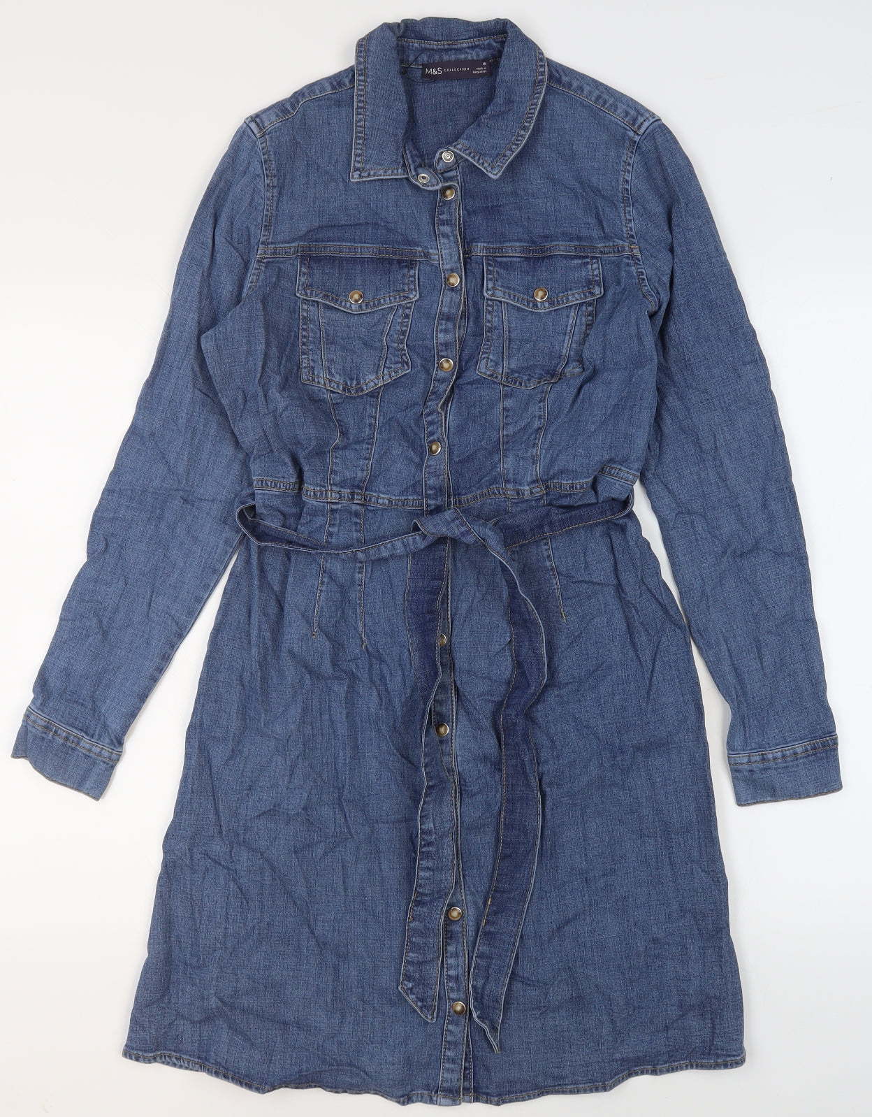 Marks & Spencer Women’s Blue Denim Shirt Dress Size 10