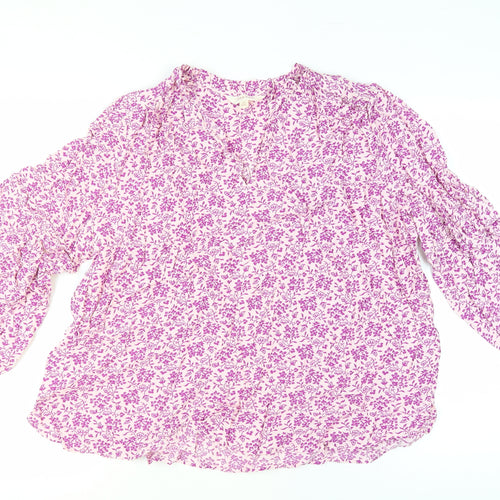 Marks and Spencer Women's Pink Floral Blouse Size 20