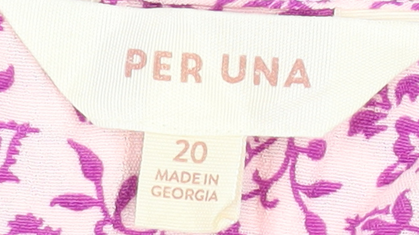 Marks and Spencer Women's Pink Floral Blouse Size 20