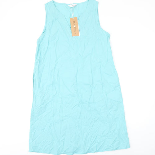 Tendency Womens Blue Polyester Shift Size L V-Neck Pullover