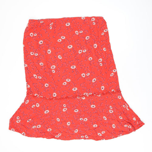 Principles Womens Red Floral Viscose Flare Skirt Size 18