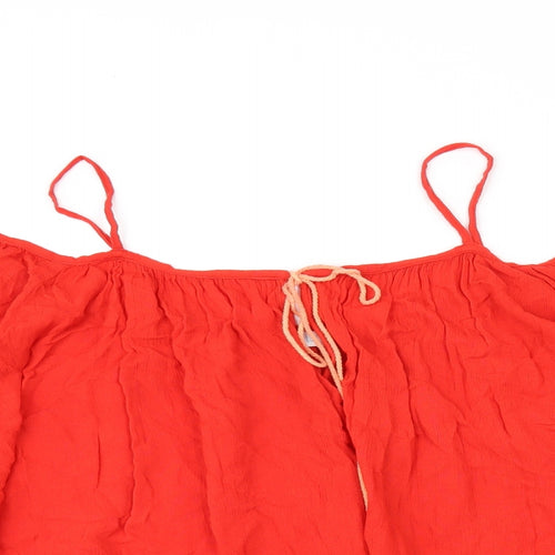 Blue Vanilla Womens Red Viscose Basic T-Shirt Size S Scoop Neck - Size S/M