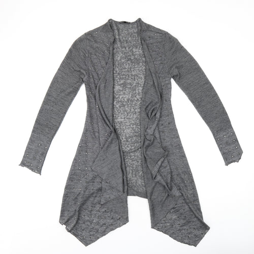 COTTON CLUB Womens Grey V-Neck Polyester Cardigan Jumper Size 8