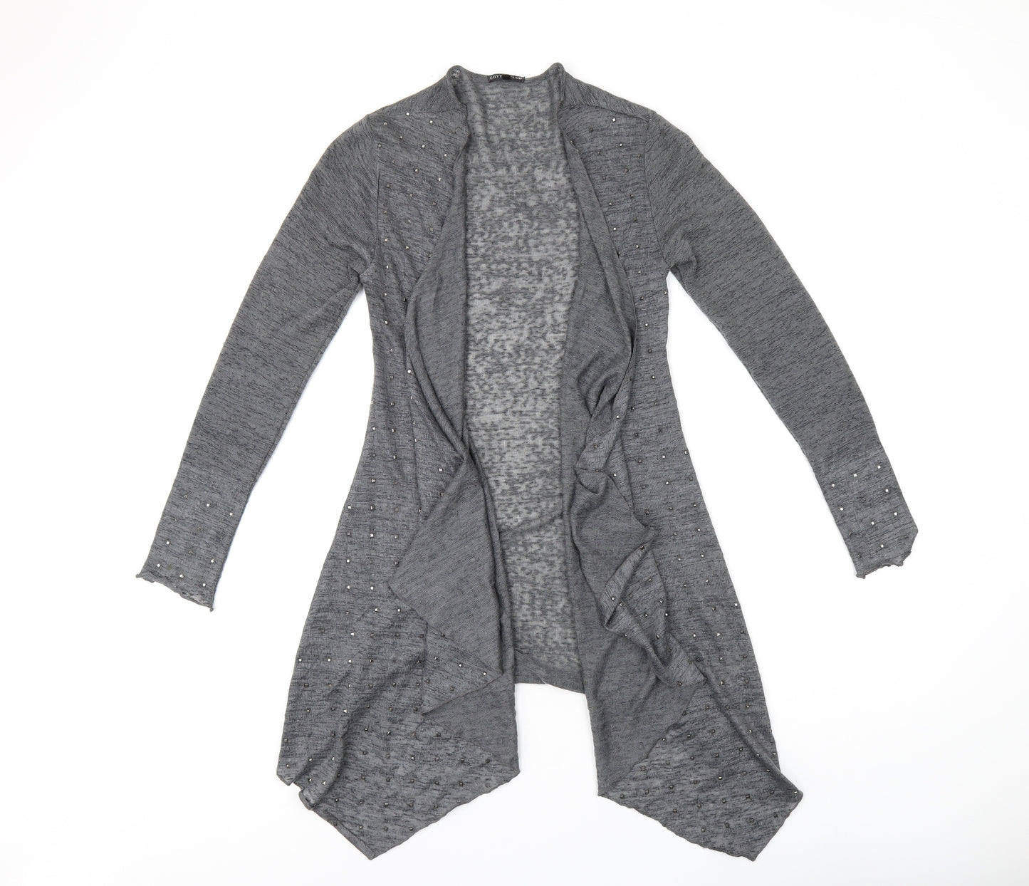 COTTON CLUB Womens Grey V-Neck Polyester Cardigan Jumper Size 8