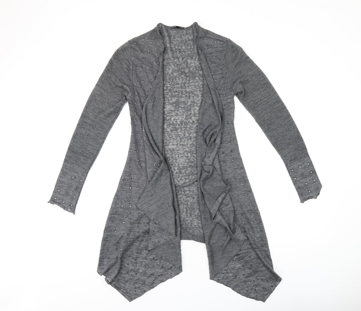 COTTON CLUB Womens Grey V-Neck Polyester Cardigan Jumper Size 8