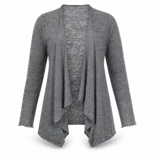 COTTON CLUB Womens Grey V-Neck Polyester Cardigan Jumper Size 8