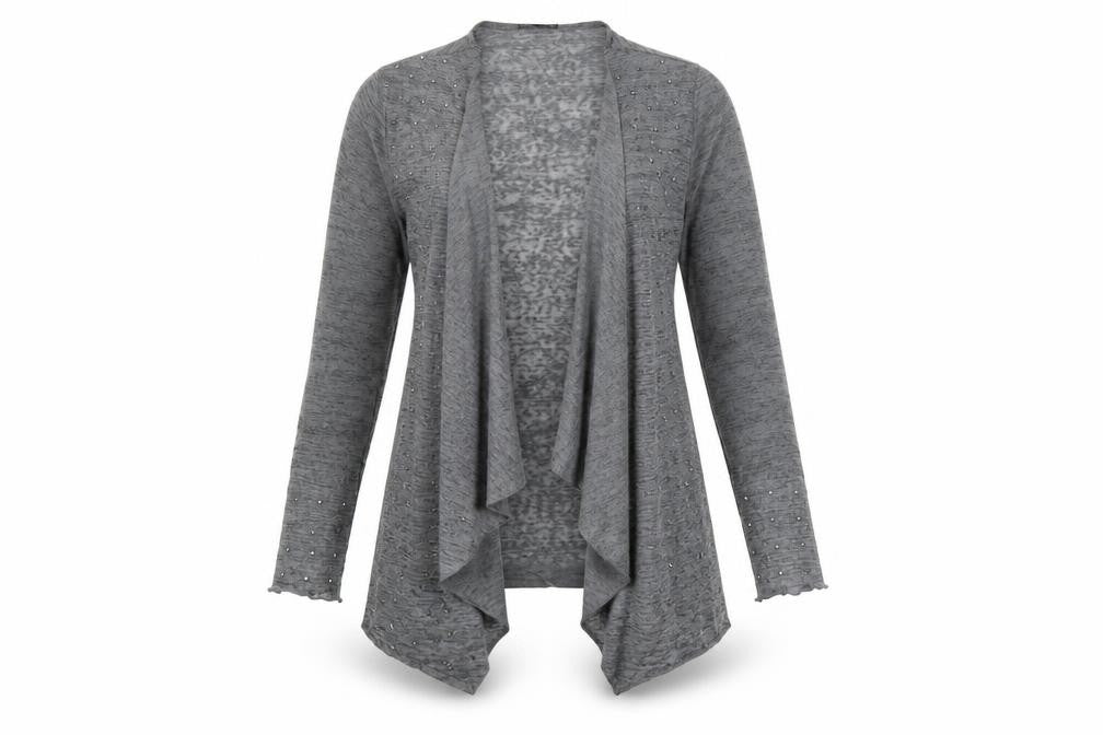 COTTON CLUB Womens Grey V-Neck Polyester Cardigan Jumper Size 8