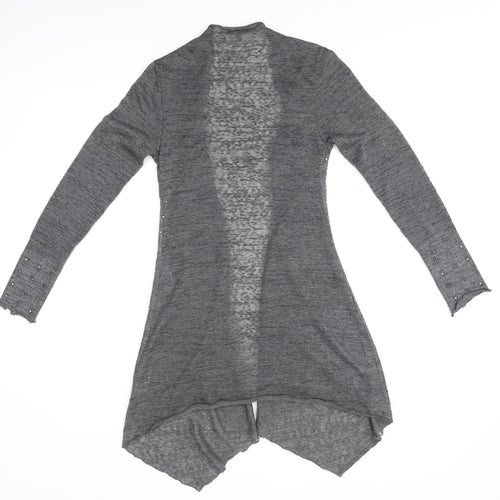 COTTON CLUB Womens Grey V-Neck Polyester Cardigan Jumper Size 8