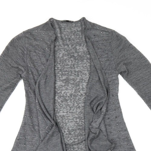 COTTON CLUB Womens Grey V-Neck Polyester Cardigan Jumper Size 8