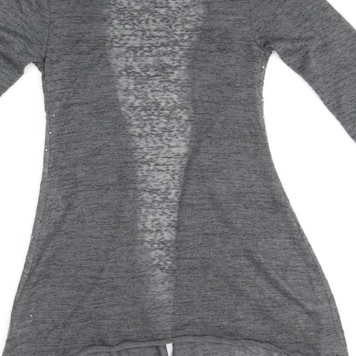 COTTON CLUB Womens Grey V-Neck Polyester Cardigan Jumper Size 8