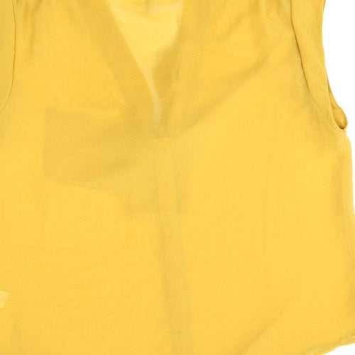 E-vie Womens Yellow Polyester Basic Blouse Size 14 V-Neck