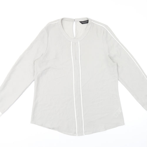 Dorothy Perkins Womens Grey Polyester Basic Blouse Size 14 Round Neck
