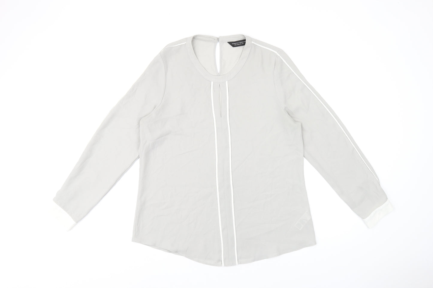 Dorothy Perkins Womens Grey Polyester Basic Blouse Size 14 Round Neck
