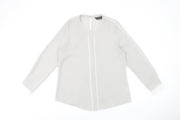 Dorothy Perkins Womens Grey Polyester Basic Blouse Size 14 Round Neck