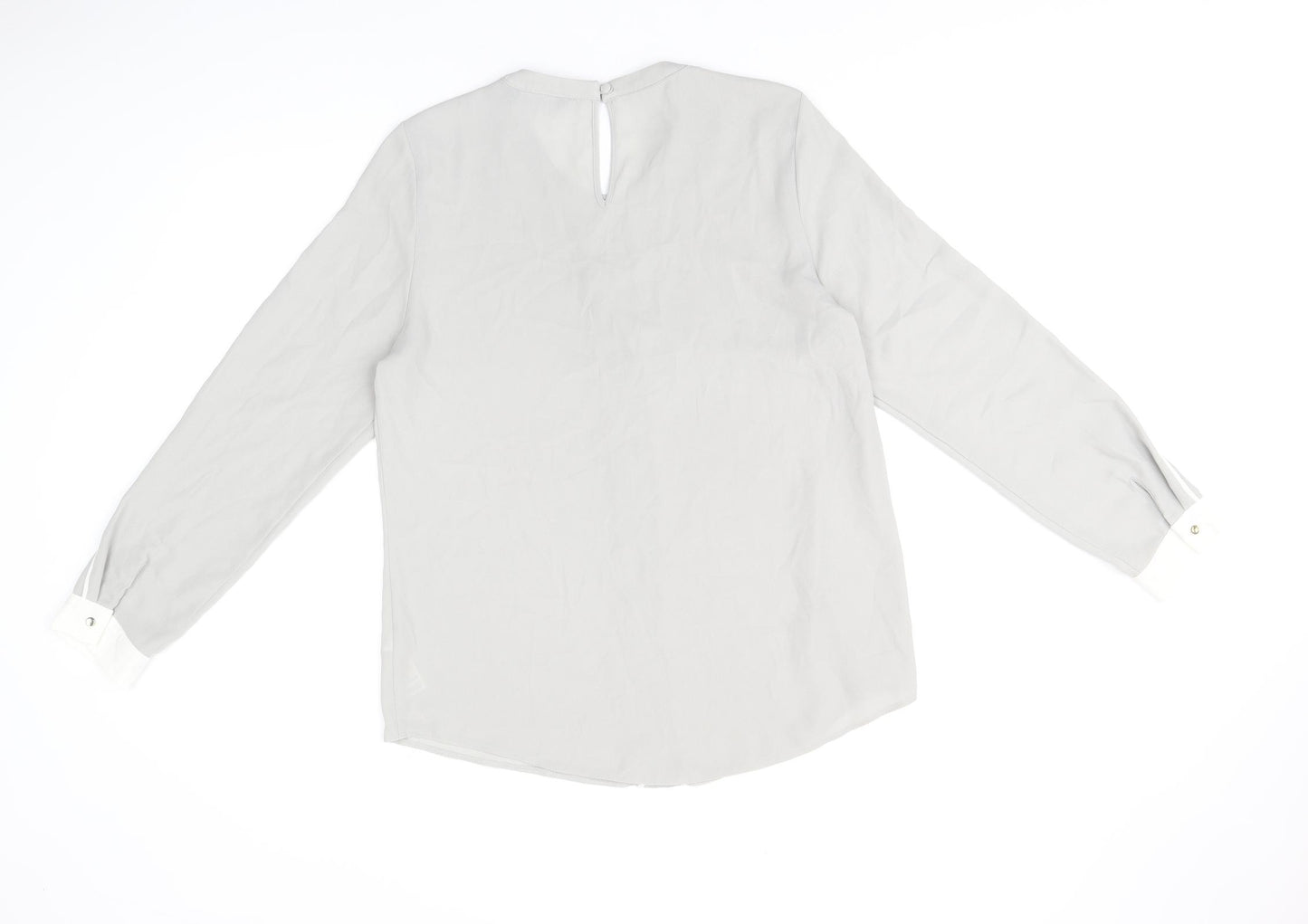 Dorothy Perkins Womens Grey Polyester Basic Blouse Size 14 Round Neck