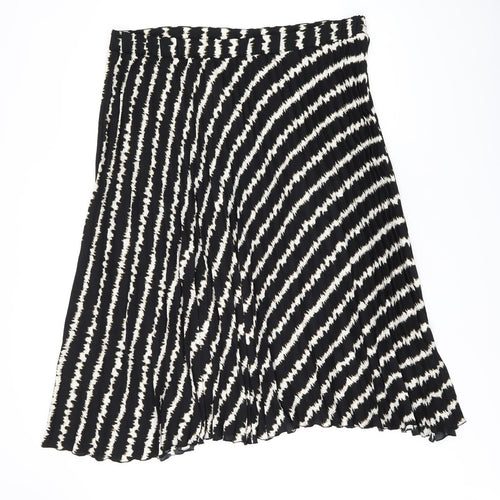 Marks and Spencer Womens Black Geometric Polyester Swing Skirt Size 22