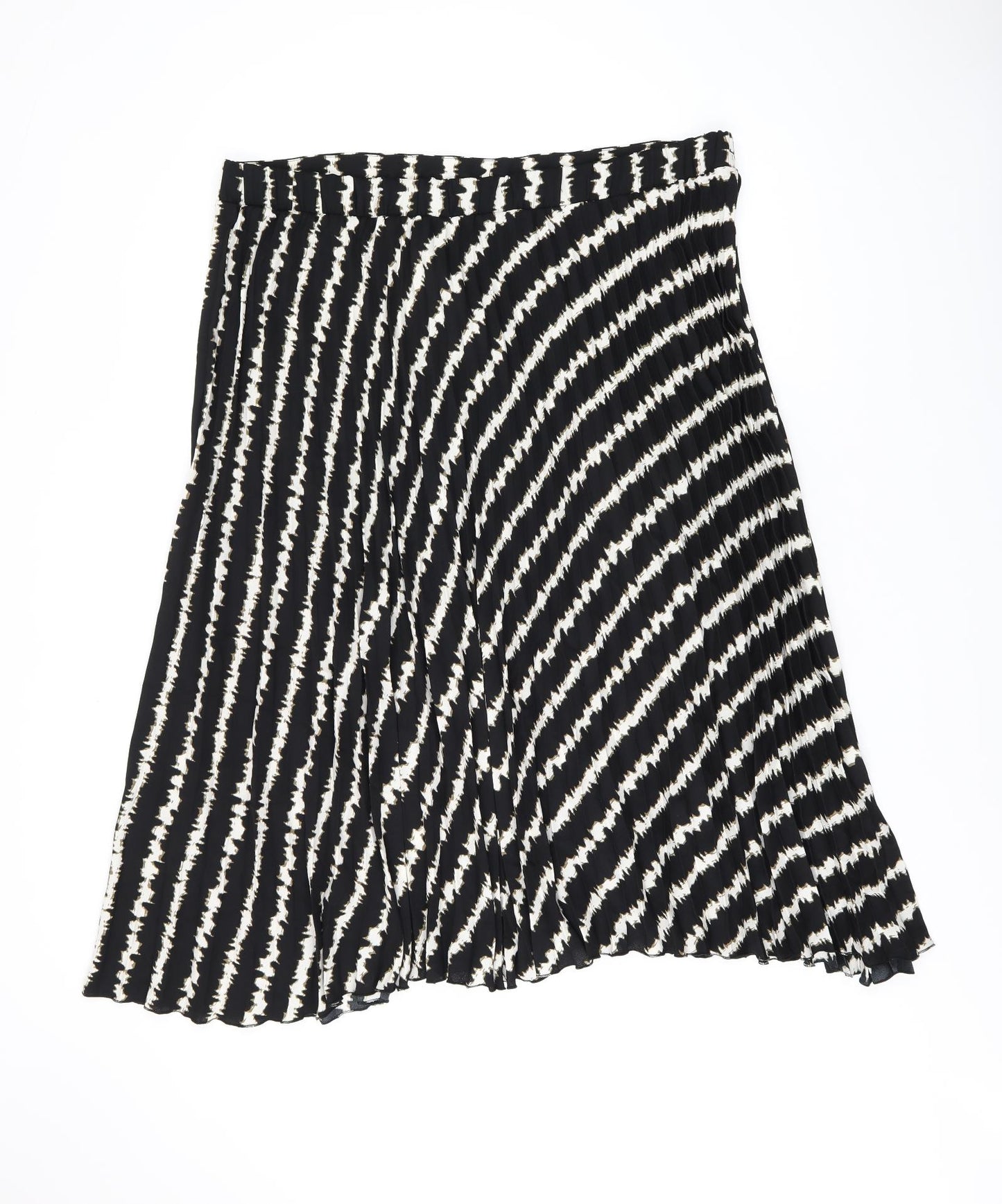 Marks and Spencer Womens Black Geometric Polyester Swing Skirt Size 22
