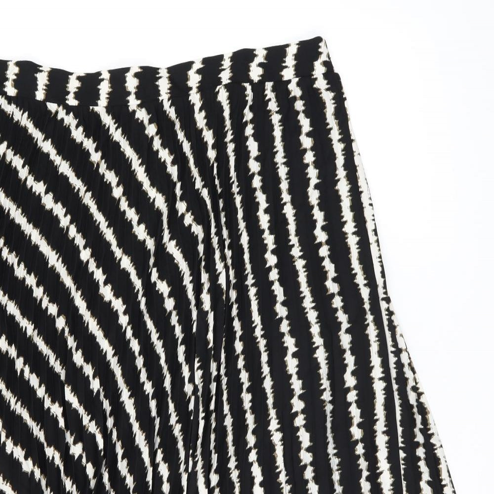 Marks and Spencer Womens Black Geometric Polyester Swing Skirt Size 22