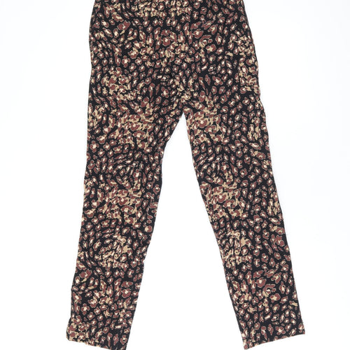 Marks and Spencer Womens Black Geometric Viscose Trousers Size 8 L27.5 in Regular Zip