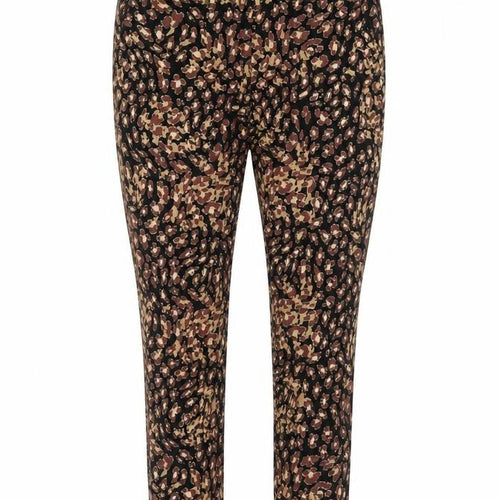 Marks and Spencer Womens Black Geometric Viscose Trousers Size 8 L27.5 in Regular Zip