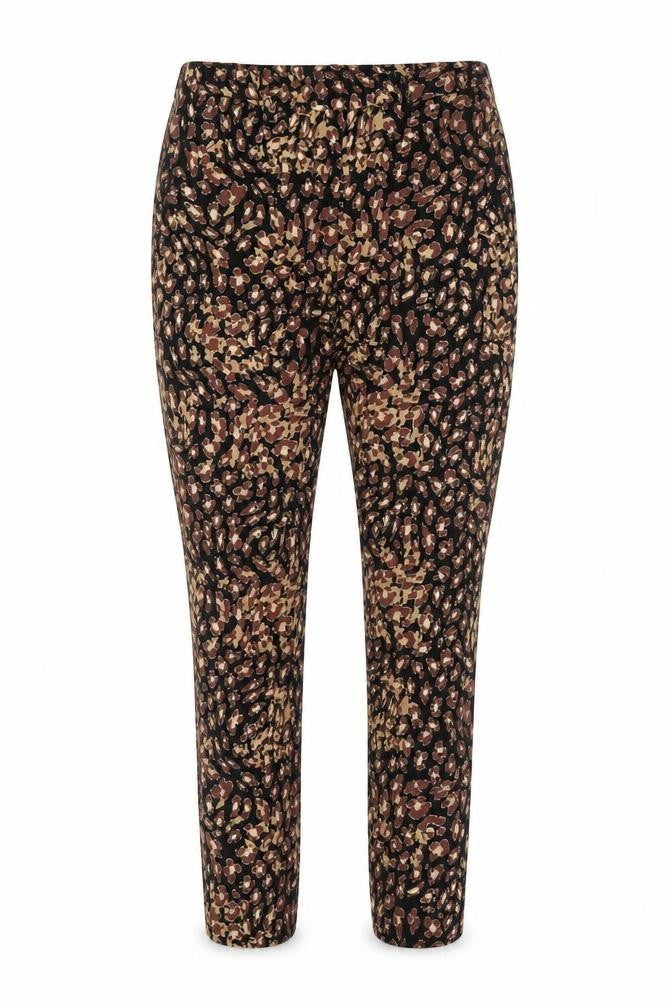 Marks and Spencer Womens Black Geometric Viscose Trousers Size 8 L27.5 in Regular Zip