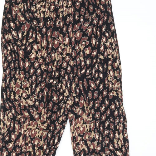 Marks and Spencer Womens Black Geometric Viscose Trousers Size 8 L27.5 in Regular Zip