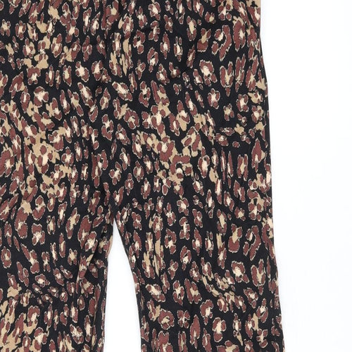 Marks and Spencer Womens Black Geometric Viscose Trousers Size 8 L27.5 in Regular Zip