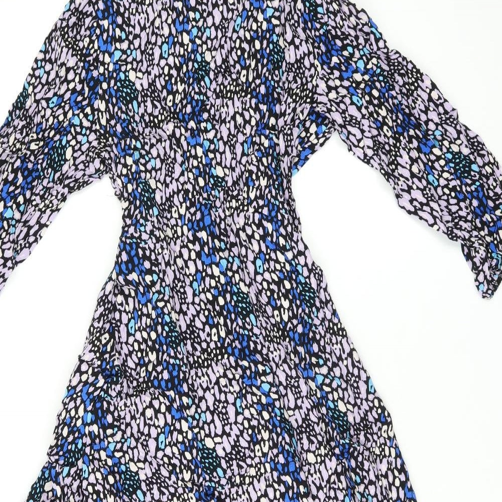 Marks and Spencer Womens Multicoloured Geometric Viscose A-Line Size 6 Round Neck Button