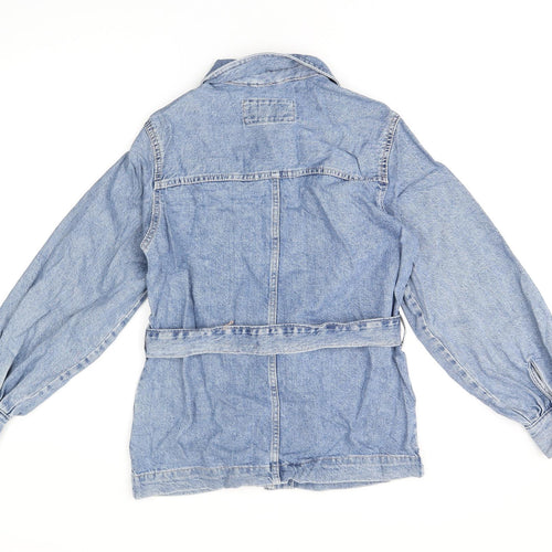 Marks and Spencer Womens Blue Jacket Size 6 Snap - Belted