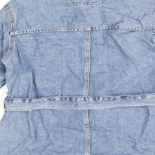 Marks and Spencer Womens Blue Jacket Size 6 Snap - Belted