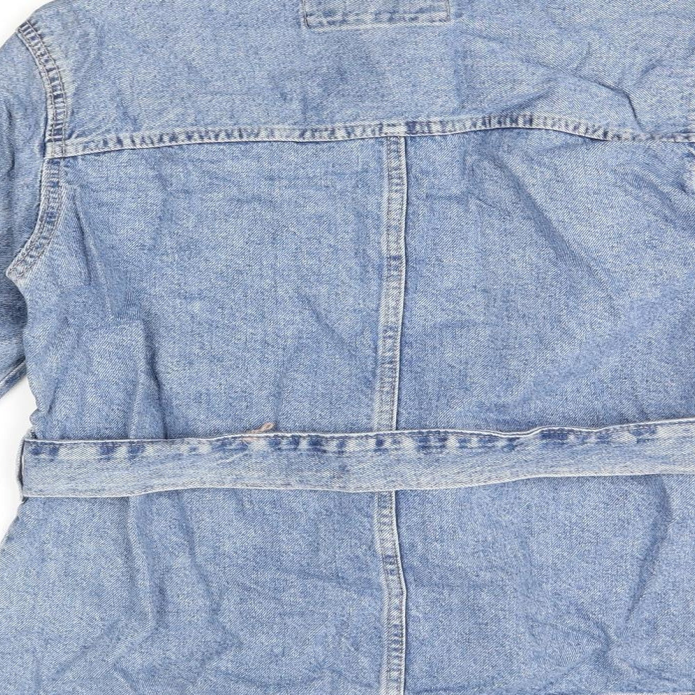 Marks and Spencer Womens Blue Jacket Size 6 Snap - Belted