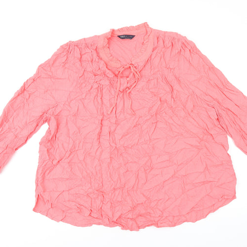 Marks and Spencer Womens Pink Viscose Basic T-Shirt Size 20 Round Neck