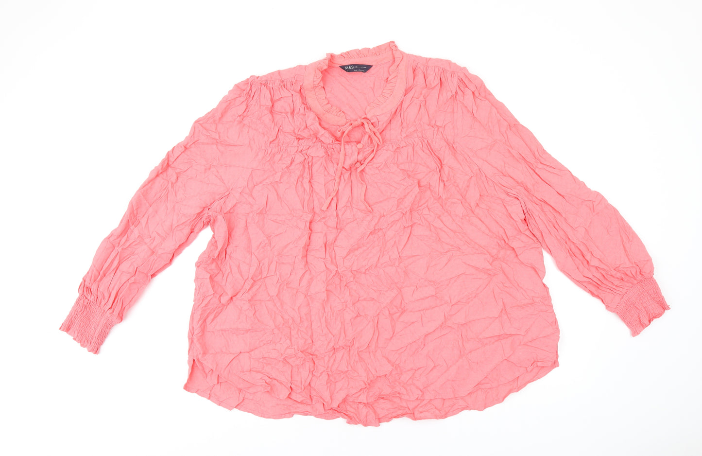 Marks and Spencer Womens Pink Viscose Basic T-Shirt Size 20 Round Neck