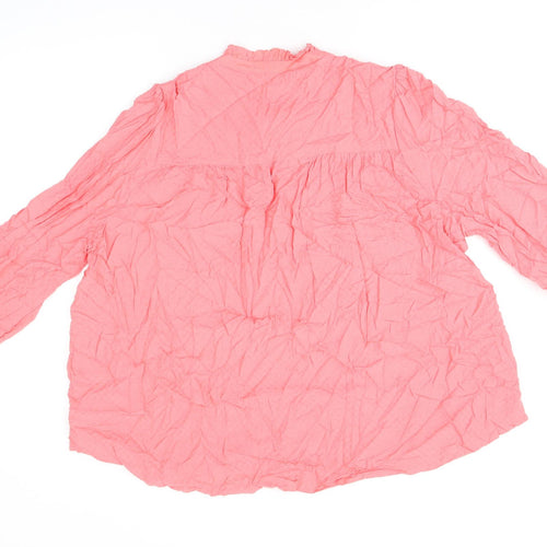 Marks and Spencer Womens Pink Viscose Basic T-Shirt Size 20 Round Neck