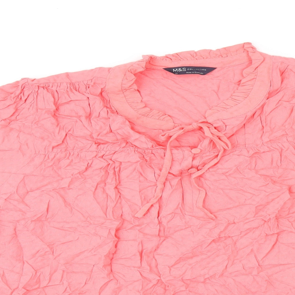 Marks and Spencer Womens Pink Viscose Basic T-Shirt Size 20 Round Neck