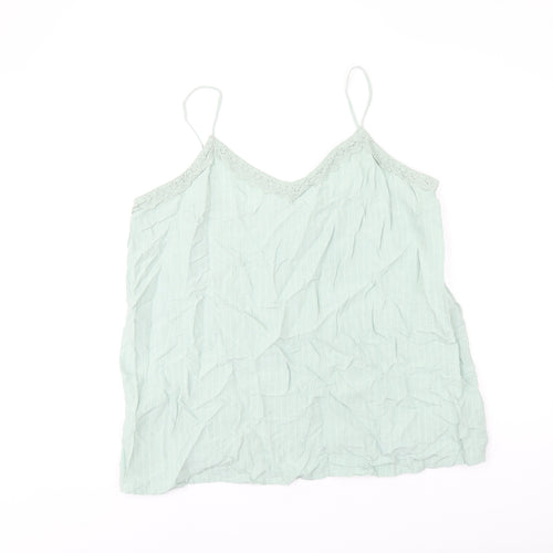 Marks and Spencer Womens Green Striped Viscose Camisole T-Shirt Size 22 V-Neck