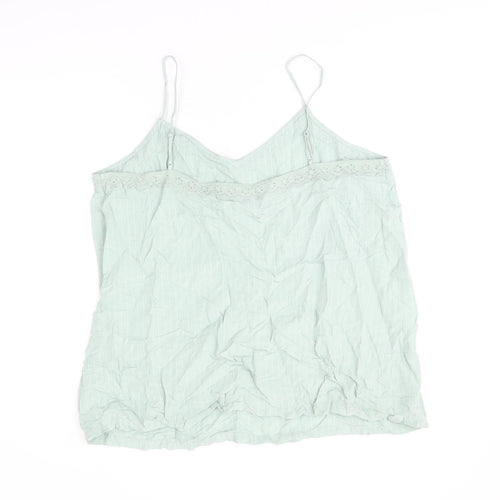Marks and Spencer Womens Green Striped Viscose Camisole T-Shirt Size 22 V-Neck